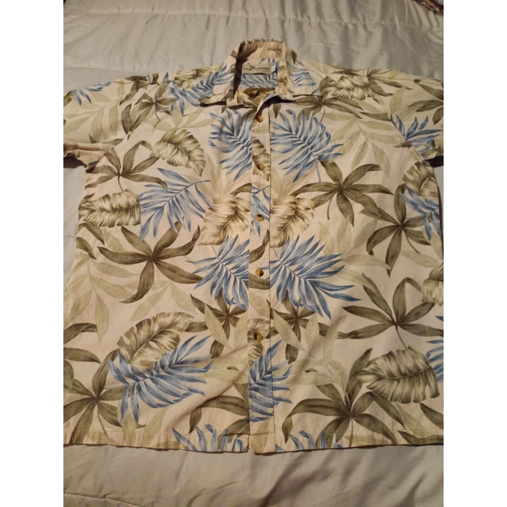 Two Paddles mens Hawaiian Floral Print Mens Shirt Made in Hawaii Size Large